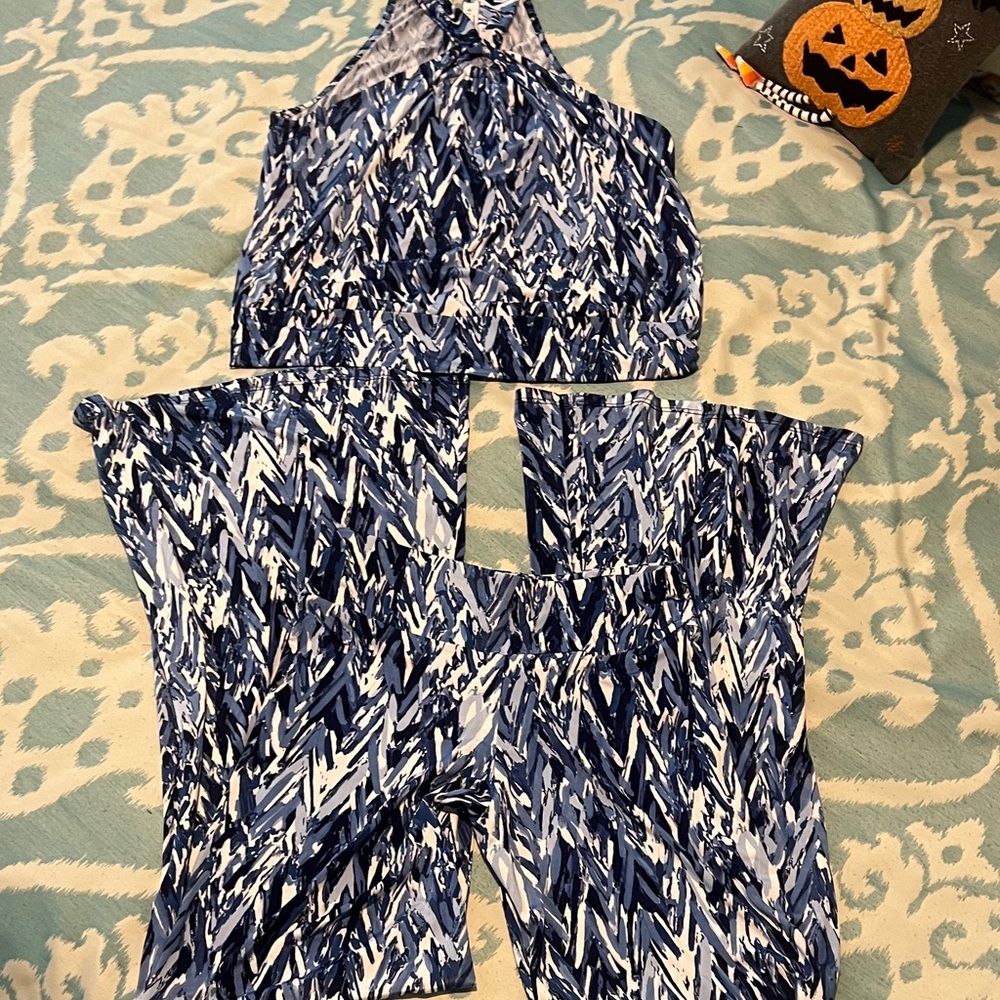 Stylish Blue Patterned Casual Wear Set
